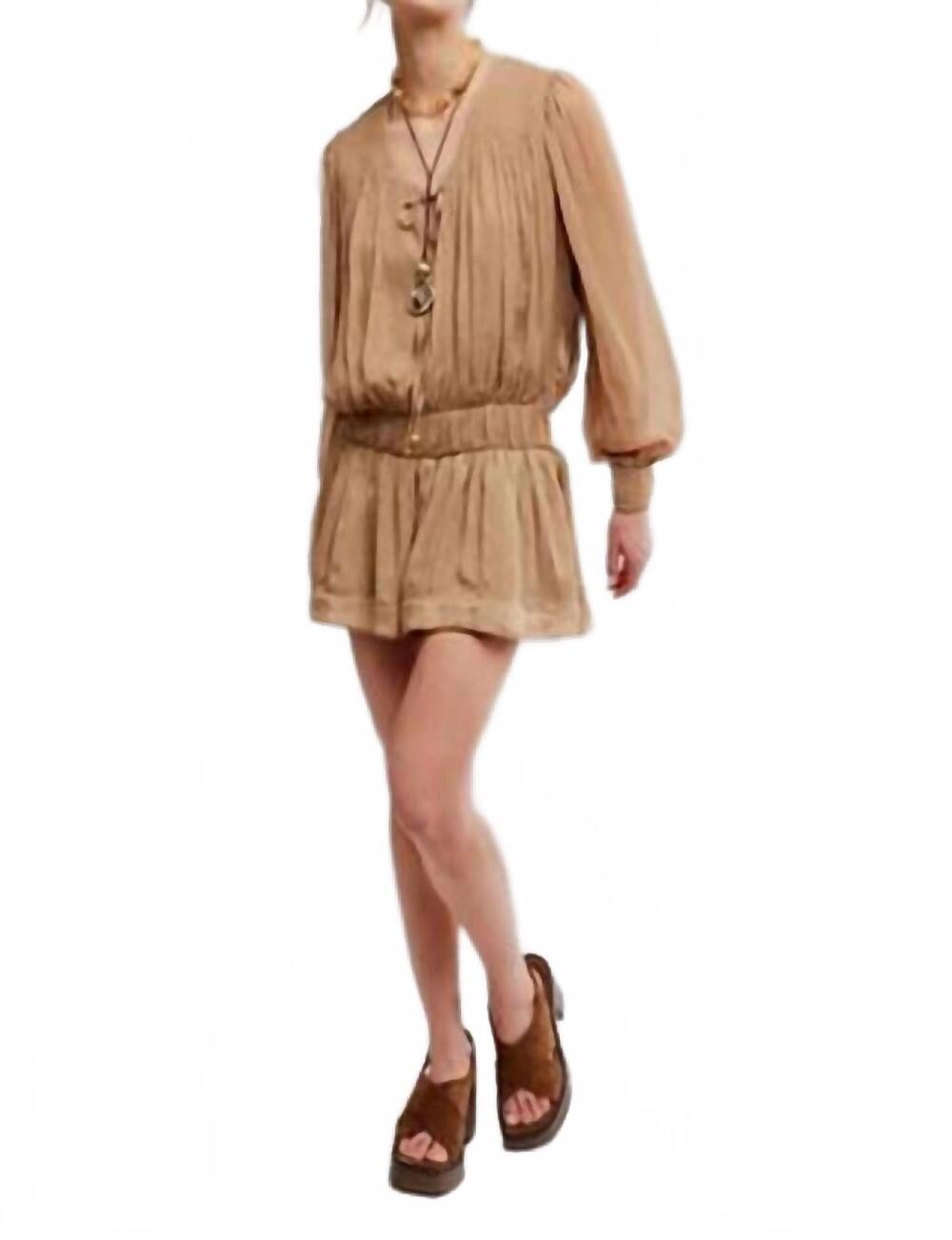 NEW FREE PEOPLE sunbeam mini dress in beige